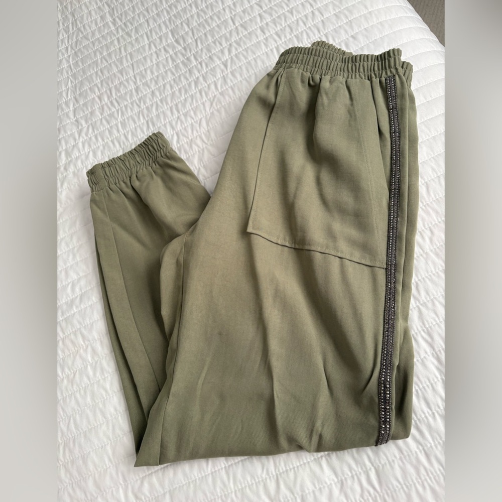 Zara Green Jogger Track Pants with Elastic Waistband